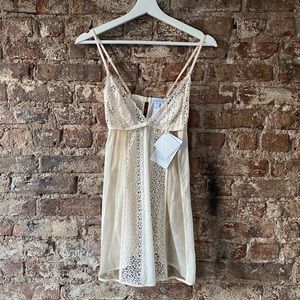 La Perla Macrame Tale Ivory White Silk and Lace Baby Doll Slip Dress 2 $1320 NEW